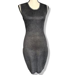 Rachel Roy women's black and silver metallic sleeveless bodycon dress medium